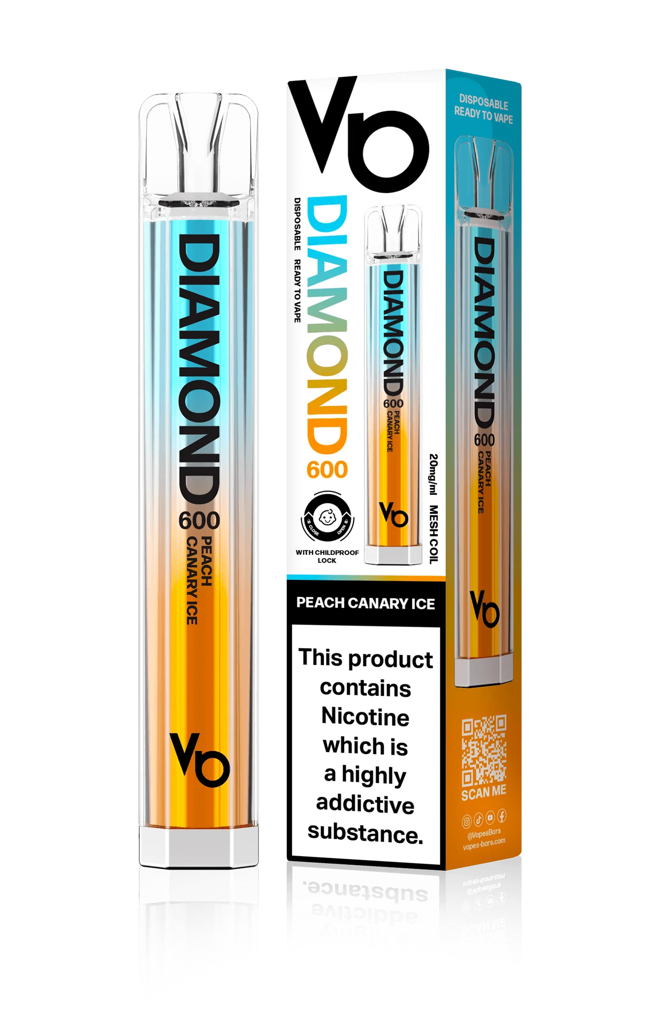  Vapes Bar Diamond Disposable Pen - 20mg - Peach Canary Ice 